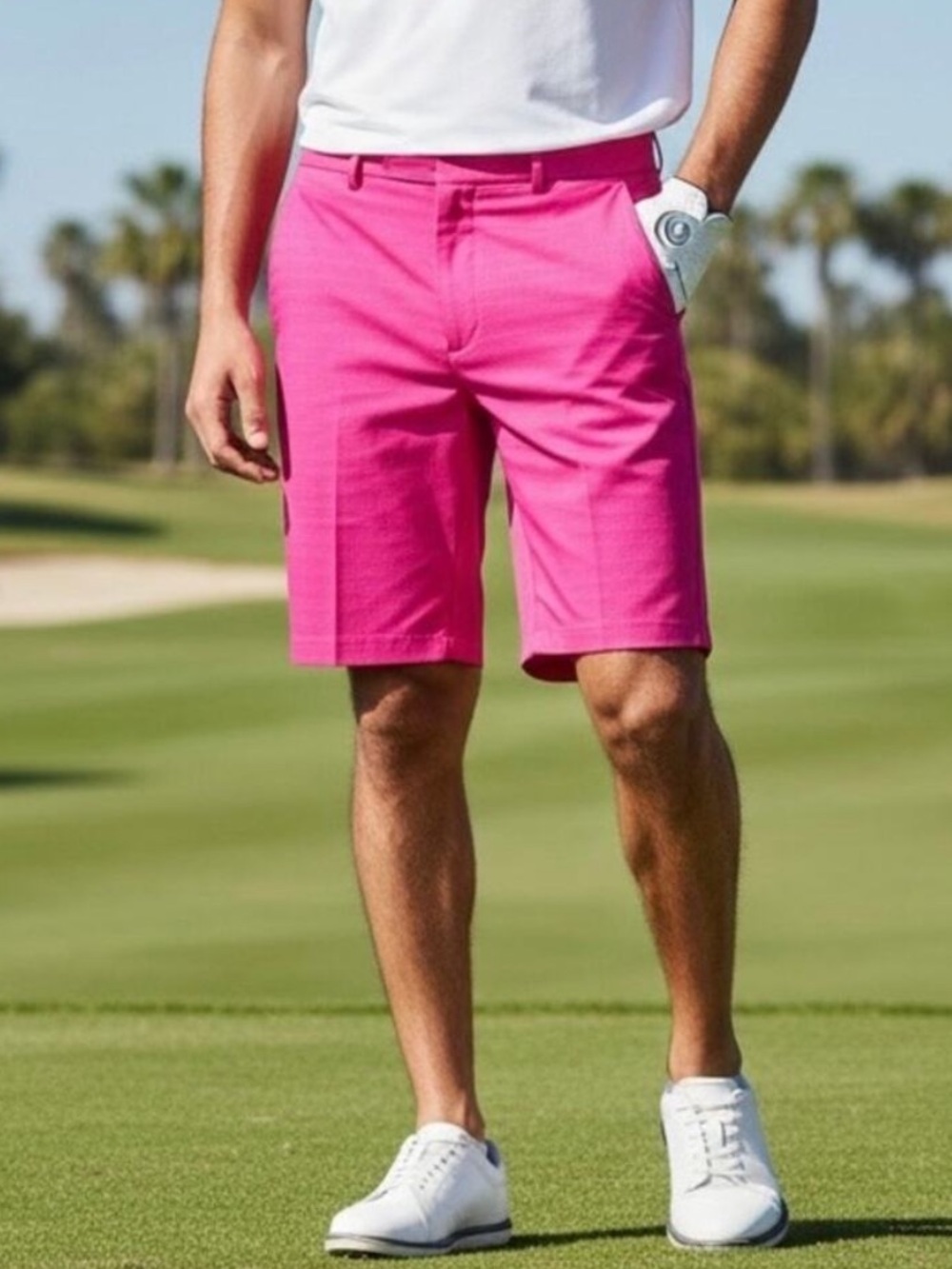 NWT Walter Hagen Men's Perfect 11 Golf Short Sz 35 10” inseam Bright Pink Plaid